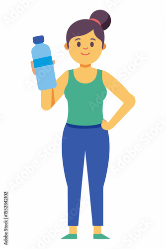 Smiling woman exercising with a paint roller and dumbbell
