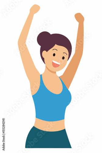 Smiling young woman doing yoga and stretching for a healthy, fit lifestyle