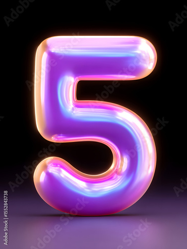 Wallpaper Mural Holographic Tech Number five in Purple and Pink Torontodigital.ca