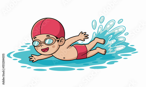 Child Swimming Cartoon