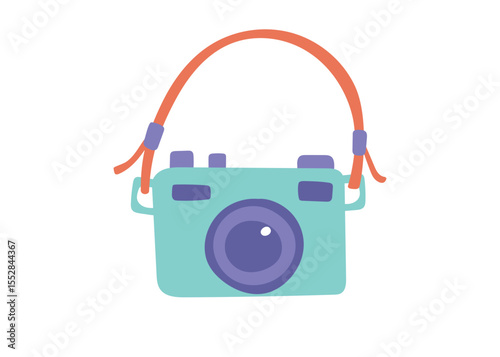 Old vintage photo camera. Concepts of photo, travel, retro style. Vector clipart in flat style.	