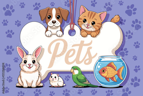 Cute Pets Illustration