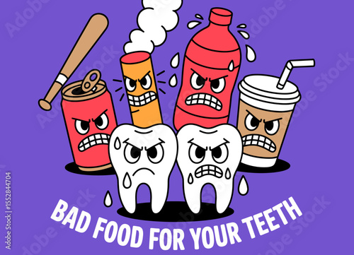 Angry Teeth with Junk Food Warning