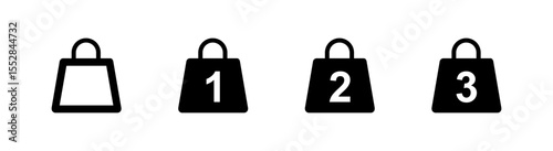 Shopping bag icon set vector on black colour