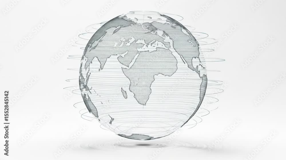 Abstract gray transparent globe with concentric circles global connection visualization Abstract gray transparent globe with concentric circles global connection visualization