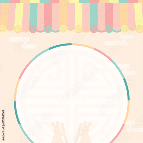 Korean-style tile walls, traditional patterns, and bunny images are added, so the background image is traditional and creates a holiday atmosphere