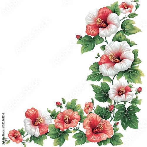Corner hibiscus cascade floral elegance
