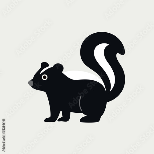 a cute skunk in black and white, minimalist design, great for art