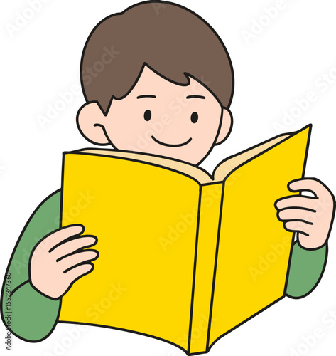 독서하는 소년 벡터 이미지
Reading boy character vector image