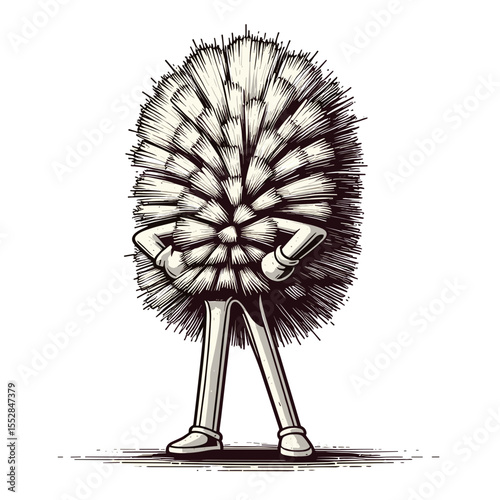 Standing duster character in vintage monochrome style