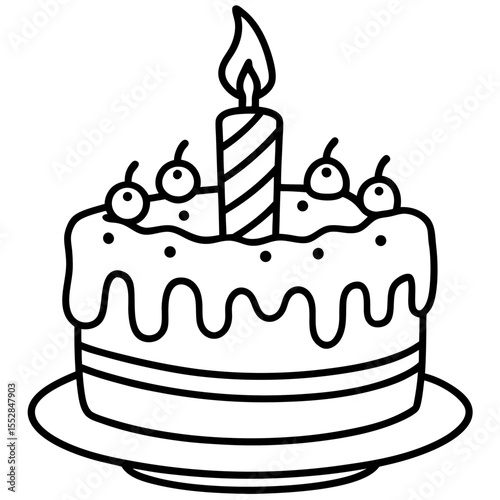 Minimalist Birthday Cake Outline
