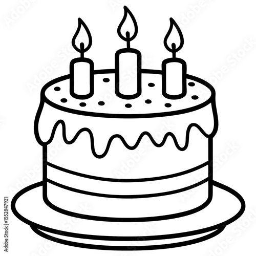 Minimalist Birthday Cake Outline