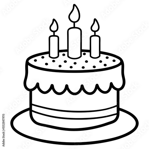 Minimalist Birthday Cake Outline