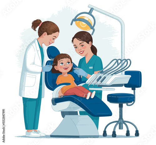 Child at Dentist with Two Professionals