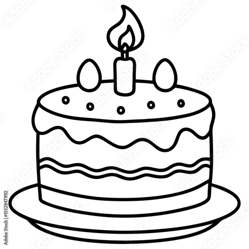 Minimalist Birthday Cake Outline