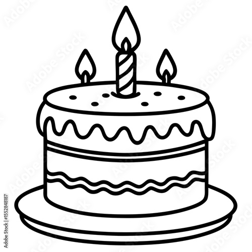 Minimalist Birthday Cake Outline