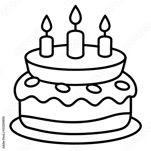 Minimalist Birthday Cake Outline