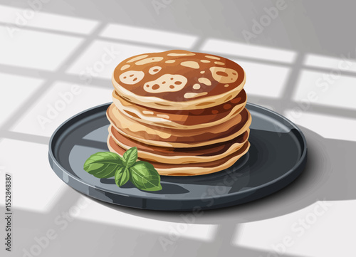 Stack of Pancakes with Mint