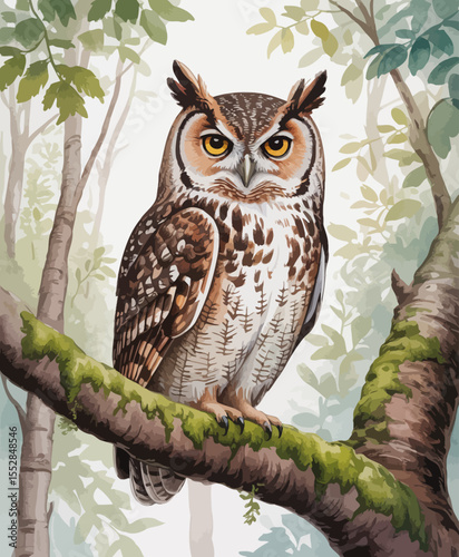 Owl in Forest Setting