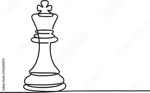 Continuous Line Drawing of Chess King Piece Strategy Game Art Illustration