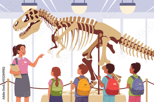 Children at a Dinosaur Museum