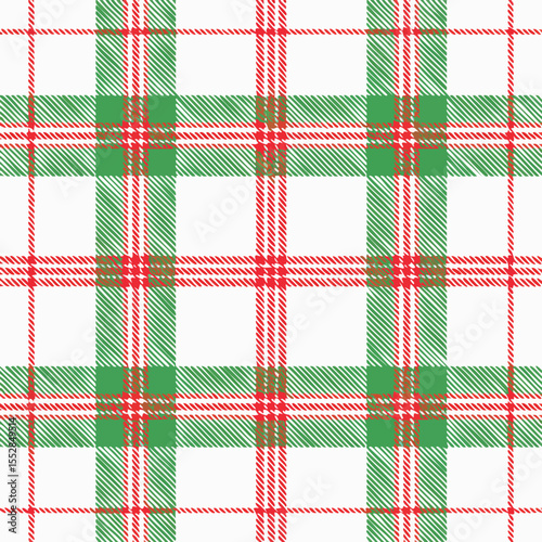 Red Green and White Plaid Tartan Pattern with Textured Lines textile fabric