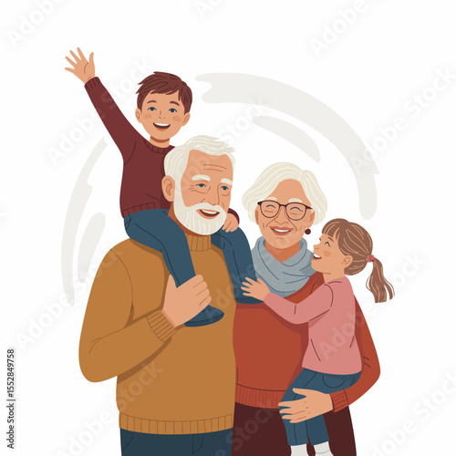 Family Hugging and Smiling Together