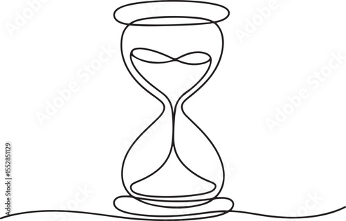 Continuous Line Drawing of Hourglass Time Passing Concept Deadline Countdown