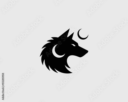 Wolf and Moon Symbol