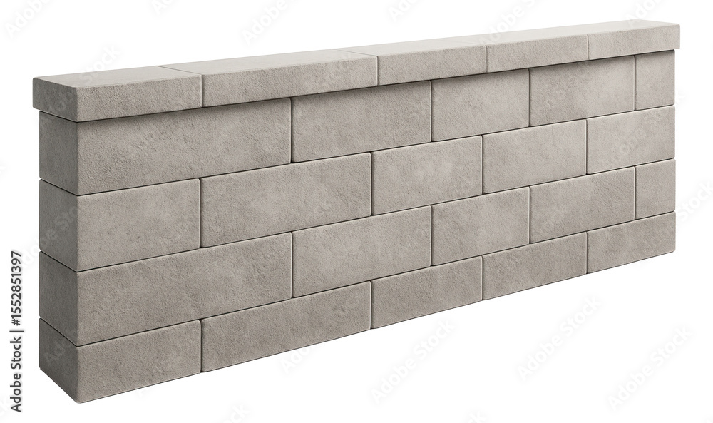 Obraz premium Concrete block retaining wall designed for a modern apartment's small backyard, featuring clean lines and a minimalist aesthetic.