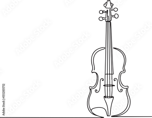 Violin Line Art Vector Illustration for Classical Instrument and Orchestra