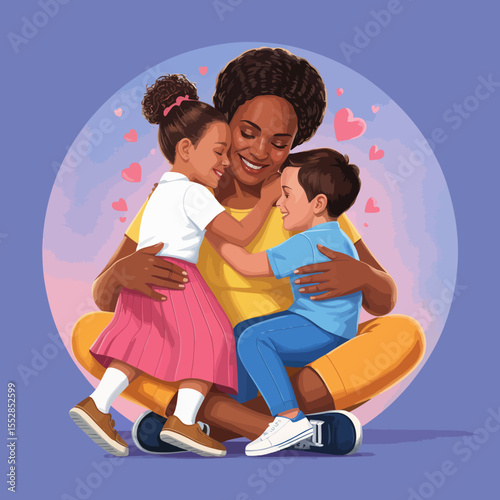 Family Hug Illustration