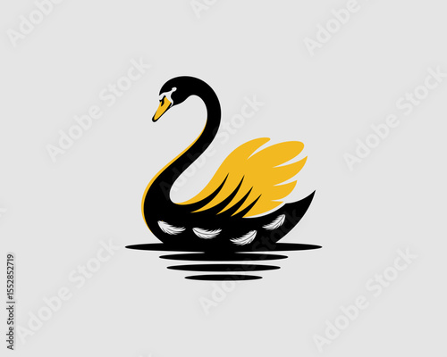 Swan Logo with Water Reflection