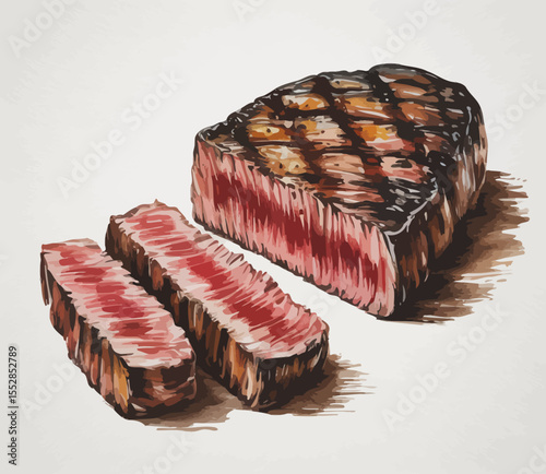 Grilled Steak Illustration