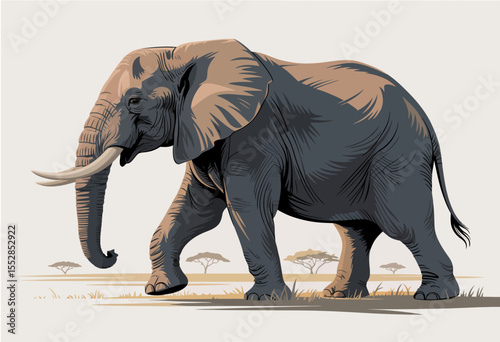Walking Elephant Illustration