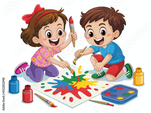 Kids Painting Together