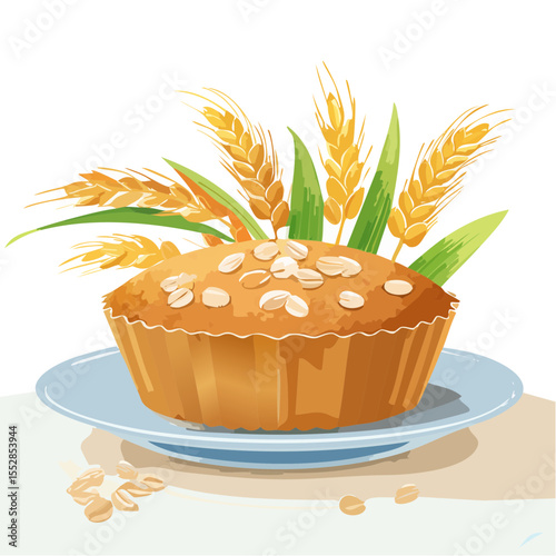 Oatmeal Muffin with Wheat Stalks: A Delicious and Wholesome Treat
