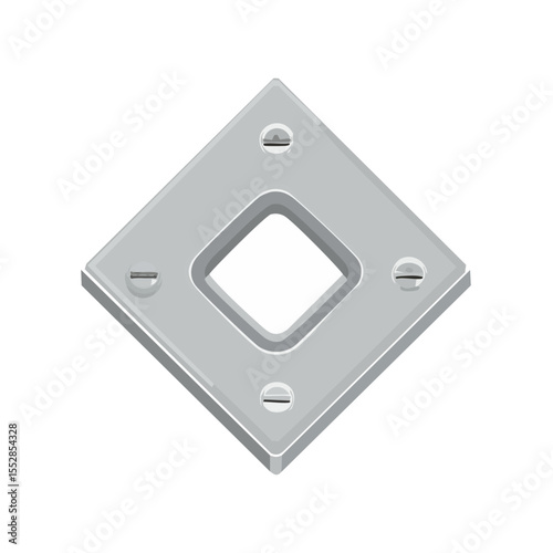 Isometric metal plate with central diamond opening and four screws