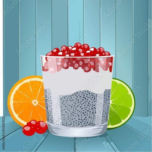 Chia Seed Pudding with Pomegranate, Orange and Lime for a Healthy Breakfast