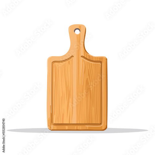 Cartoon Illustration of a Wooden Cutting Board and Rectangle