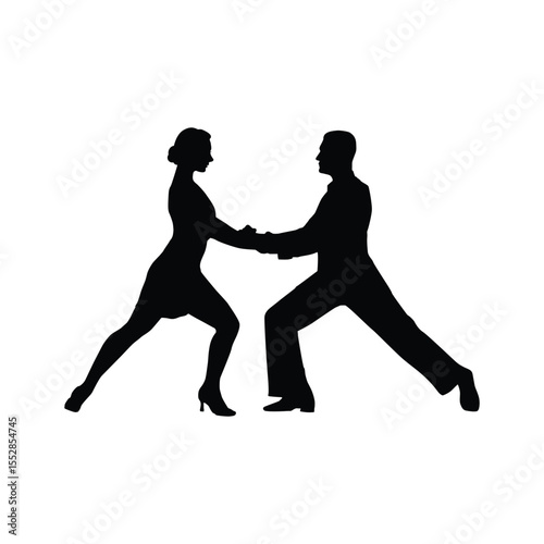Stylized Silhouette of a Couple Engaging in a Dance Performance