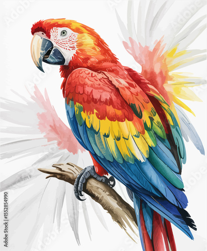 Colorful Parrot Perched on Branch