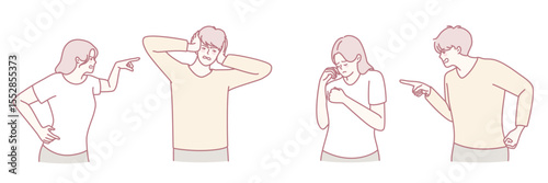 Illustrations that depict a variety of different emotional expressions in various communication scenarios