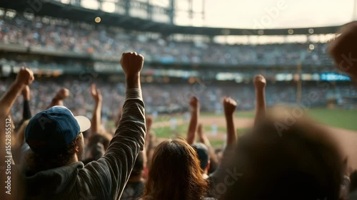 Sport stadium audience fans people cheering baseball