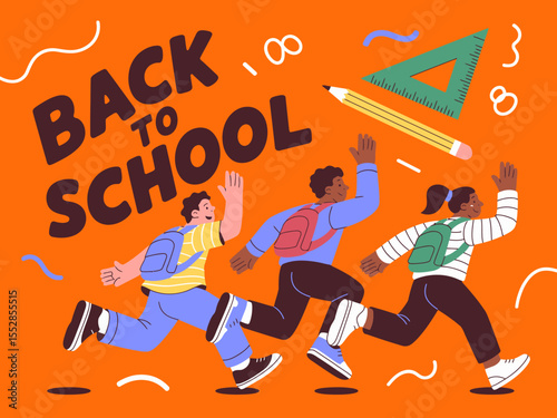 Back to School Children Running