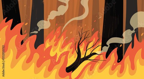 Forest Fire Illustration