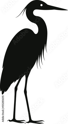 Minimal Heron Silhouette - Majestic Bird in Nature Clipart