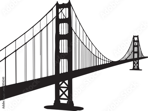 Golden Gate Bridge Silhouette Vector Illustration San Francisco Landmark