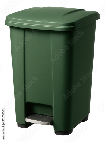 Rectangular plastic outdoor trash bin with a foot pedal for hands-free opening, ideal for a cottage garden setting to maintain hygiene.