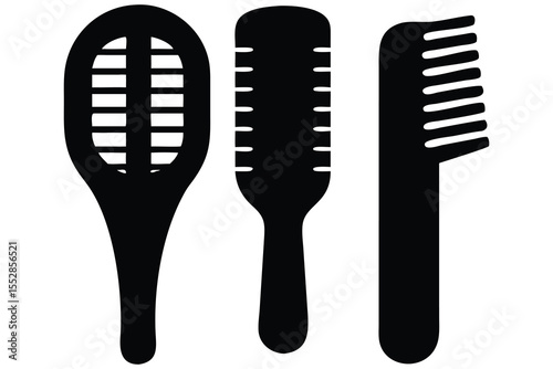 Simple Black and White Hairbrush Icons